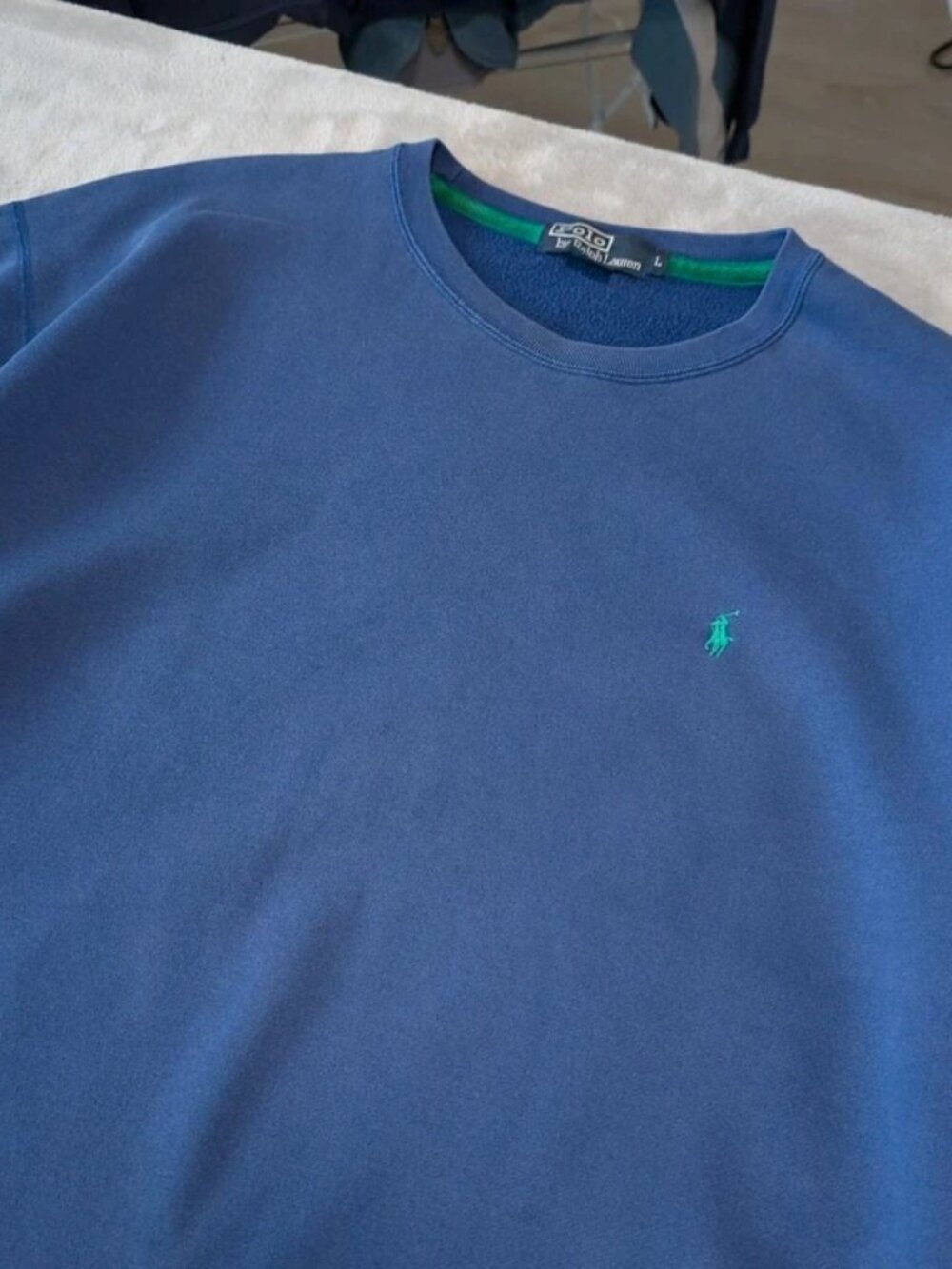 Vintage 90s Ralph Lauren Boxy Heavyweight Sweatshirt in Blue - Picture 3 of 5